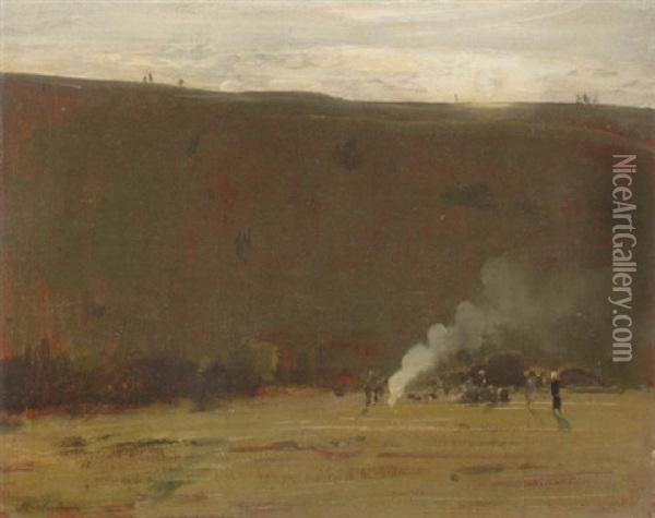 Bonfire In The Valley Oil Painting - William Nicholson