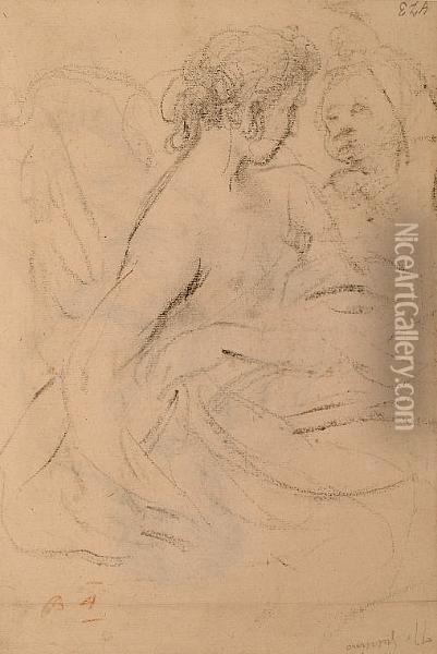 A Seated Lady (recto); Sketch Of Lady (verso). Oil Painting - Guercino