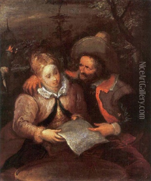 A Peasant Couple Reading A Letter Oil Painting - Frans Francken III