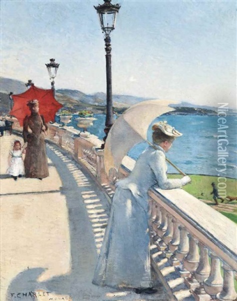 A Promenade In Monaco Oil Painting - Frantz Charlet
