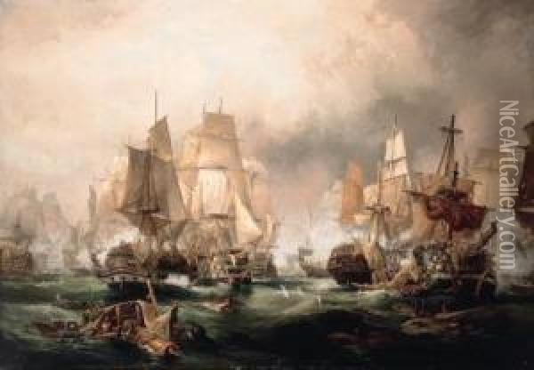 The Battle Of Trafalgar Oil Painting - Robert Ernest Roe