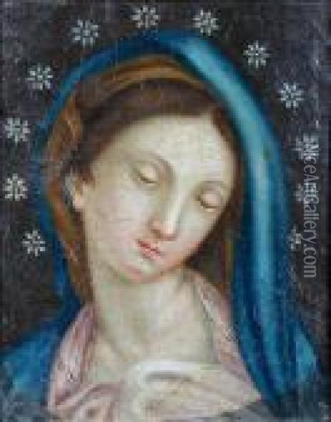 The Head Of The Virgin Mary Oil Painting - Rancesco De' Rossi (see Salviati, Cecchino Del)