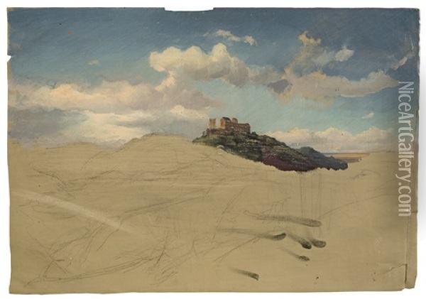 Wartburg Castle Under Clouds Oil Painting - Carl Maria Nicolaus Hummel