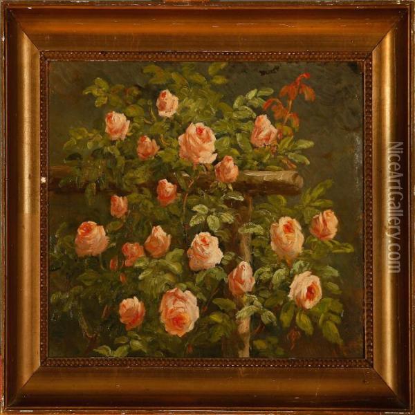 Pink Roses Oil Painting - Anthonie, Anthonore Christensen