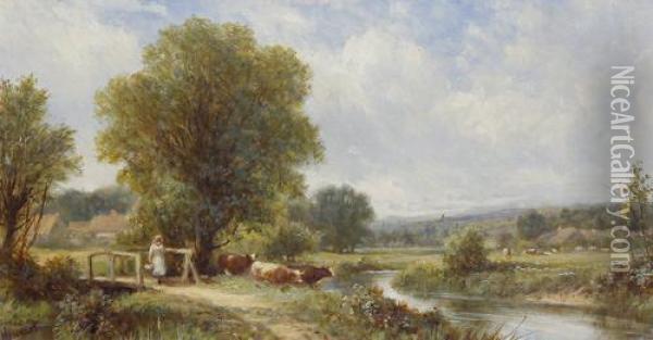 The Young Cow Herd Oil Painting - Henry Maidment