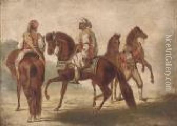 Arab Warriors On Horseback Oil Painting - Eugene Delacroix
