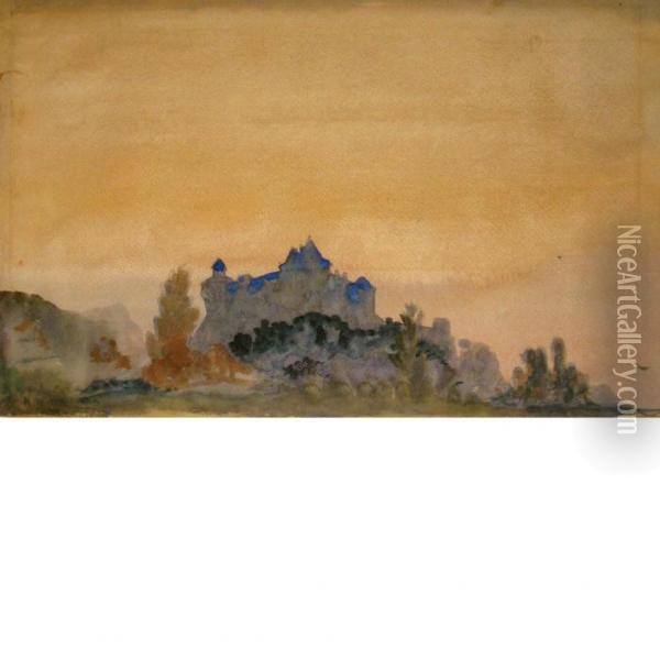 Chateau At Sunset Oil Painting - Arthur Bowen Davies