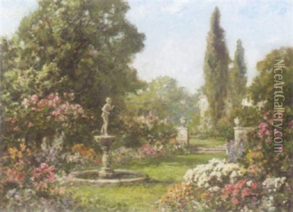 Garden Scene Oil Painting - Thomas Edwin Mostyn
