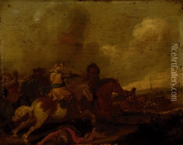 Battle With Horsemen Oil Painting - Jan de Martszen the Younger