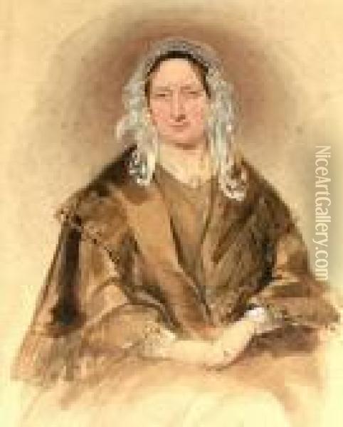 Portrait Of The Hon Mrs Augustus Legge Oil Painting - George Richmond