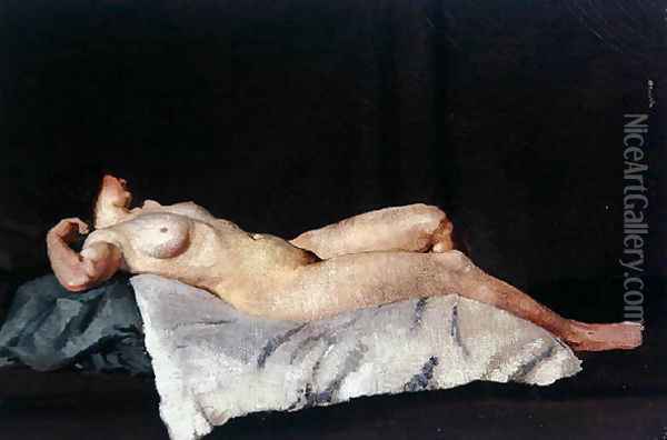 Female Figure Lying on Her Back, 1912 Oil Painting - Dora Carrington
