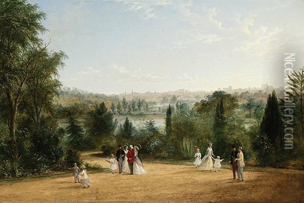 View Of Melbourne From Teh Botanical Gardens Oil Painting - James Howe Carse