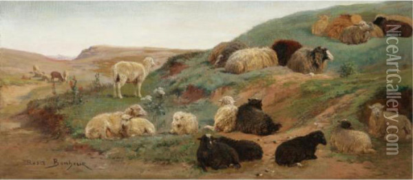 Sheep In A Mountainous Landscape Oil Painting - Rosa Bonheur