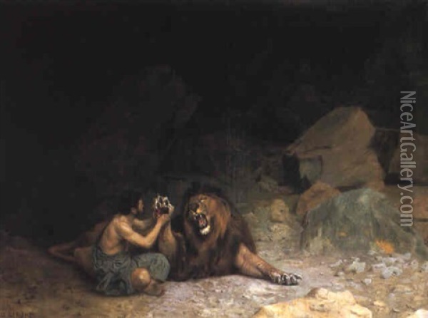 Androclss Et Le Lion Oil Painting - Jean-Leon Gerome