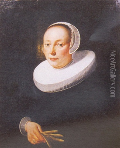 Portrait De Femme A La Collerette, Une Paire De Gants Dans Sa Main Droite Oil Painting - Jacob Gerritsz Cuyp