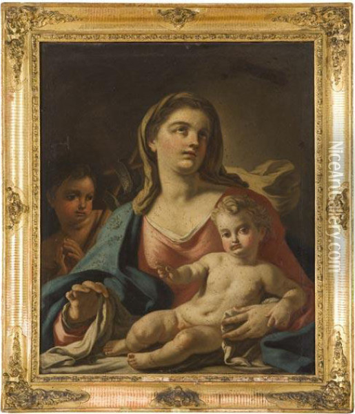 Vergine Con Bambino E San Giovannino Oil Painting - Francesco de Mura