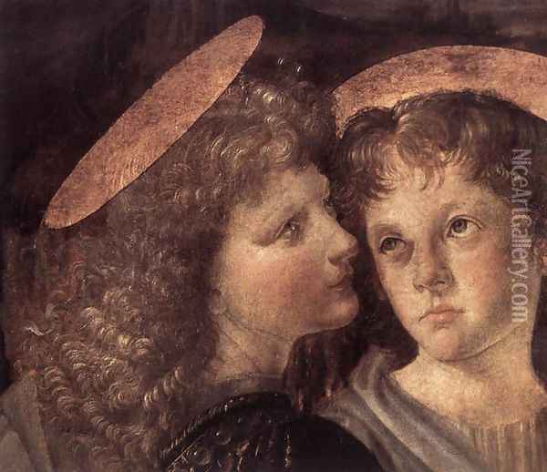 The Baptism of Christ (detail) 1472-75 Oil Painting - Leonardo Da Vinci