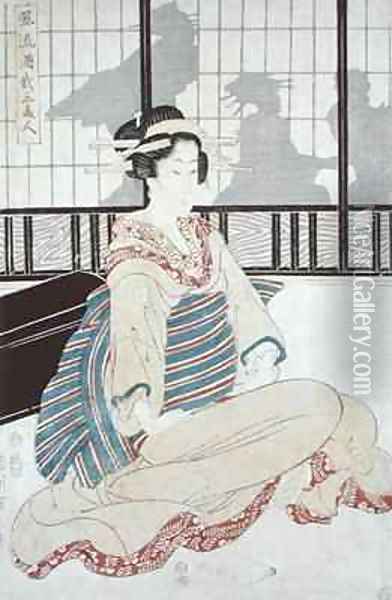 Seated Courtesan Oil Painting - Kikukawa Eizan