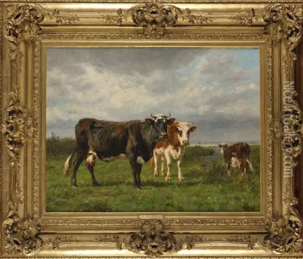 Vaches Au Pre Oil Painting - Adolphe Charles Marais