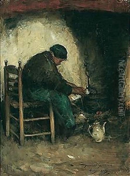 By The Hearth Oil Painting - Robert Gemmell Hutchison