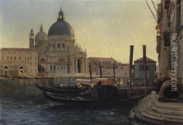 Parti Fra Venedig Med Udsigt Mod Santa Maria Della Salute Oil Painting - Carl Frederik Peder Aagaard