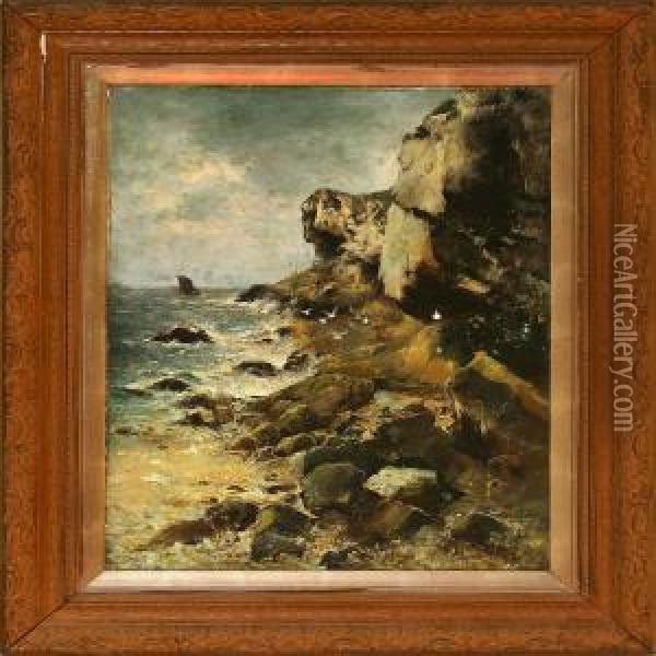 On The Marsden Coast Oil Painting - John Wallace