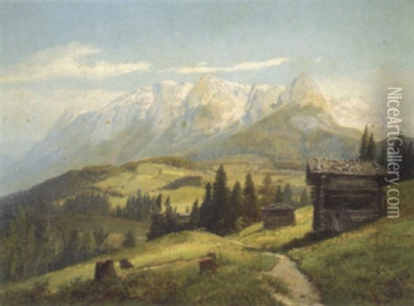 Alpenlandschaft In Osterreich (semmering) Oil Painting - Konrad Petrides