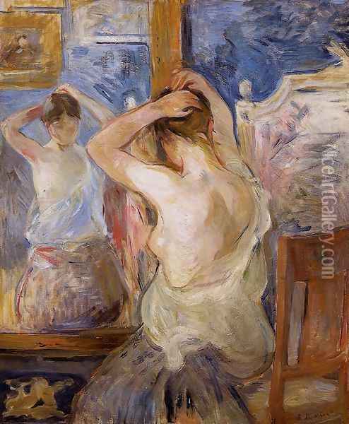 Before The Mirror Oil Painting - Berthe Morisot