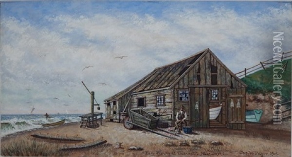Fall Fishing At Sconset, Nantucket Oil Painting - James Walter Folger