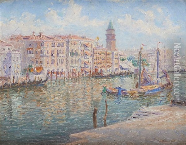 Gondoles A Venise Oil Painting - Edouard-Jean Dambourgez