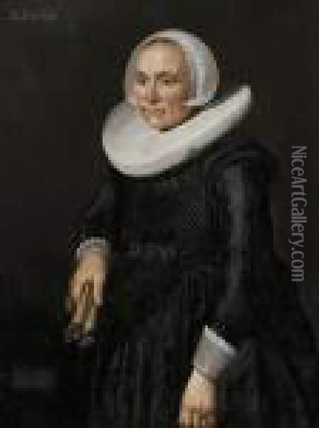 Portrait Of A Woman In A White Ruff Oil Painting - Hendrick Van Vliet