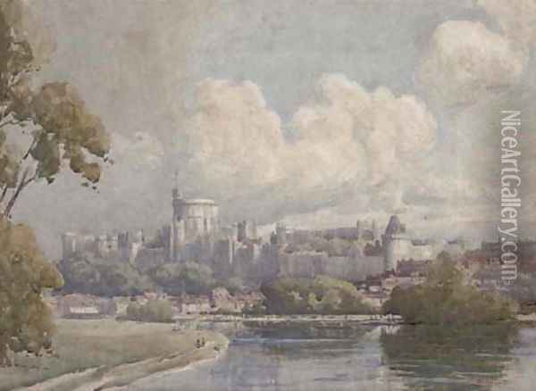 Windsor Castle from across the river Oil Painting - Samuel Warburton