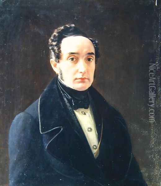 Portrait of the author Ivan Panayev 1812-62 Oil Painting - Alexei Vasilievich Tyranov