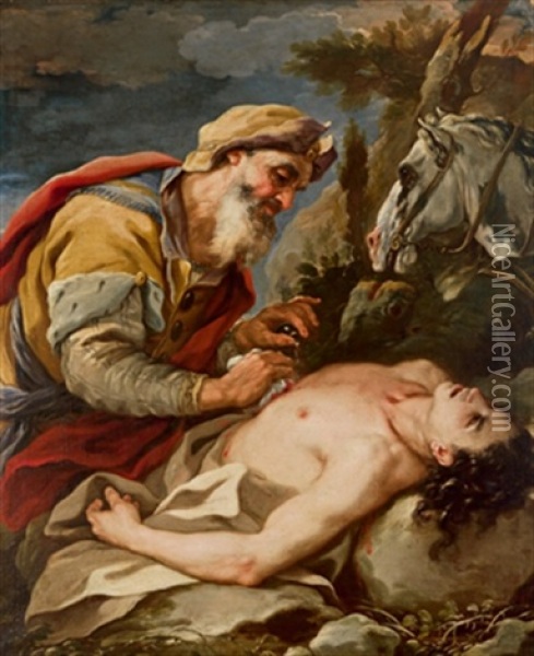 Der Barmherzige Samariter, Il Buon Samaritano Oil Painting - Johann Carl Loth