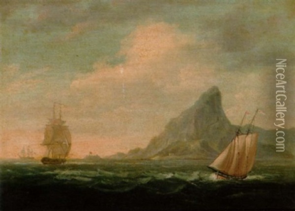 Shipping Off Rio De Janiero Oil Painting - Thomas Buttersworth