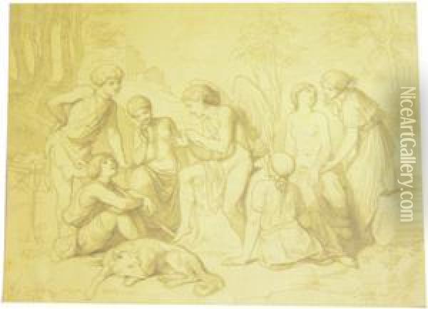 Cupido Con Astanti Devoti Oil Painting - Gustav Ferdinand Metz