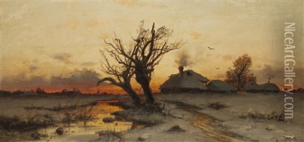 Sonnenuntergang Oil Painting - Yuliy Yulevich (Julius) Klever