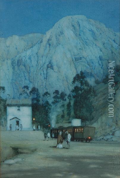 The Night Train Oil Painting - Albert Moulton Foweraker