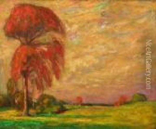 Landscape With Pink Tree Oil Painting - Robert Henry Logan