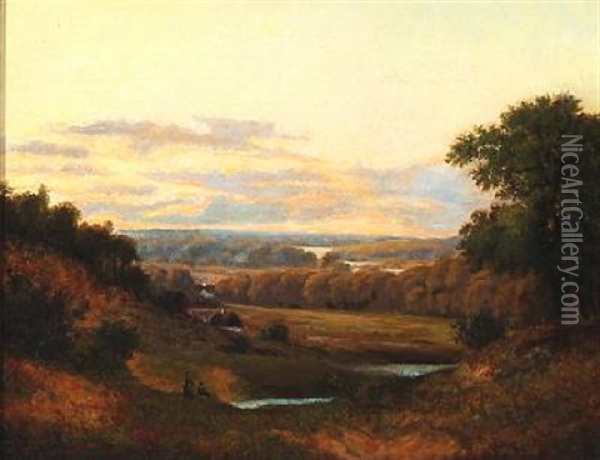 Hilly Landscape. Evening Oil Painting - Vilhelm Peter Karl Kyhn