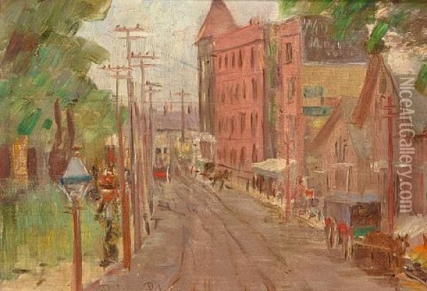 American Street Scene Oil Painting - Pauline Palmer