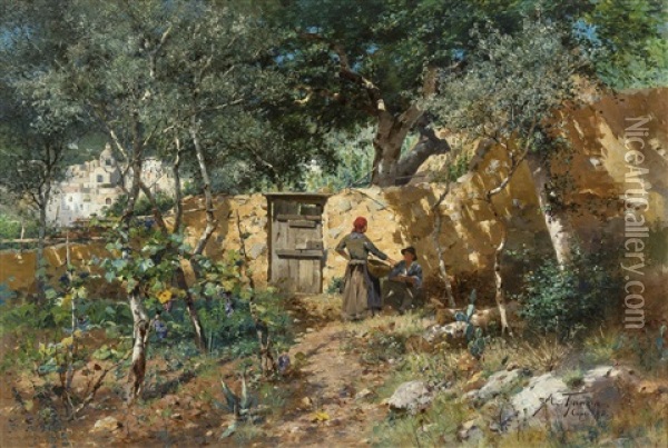 Sommertag Auf Capri Oil Painting - Adolf Gustav Thamm