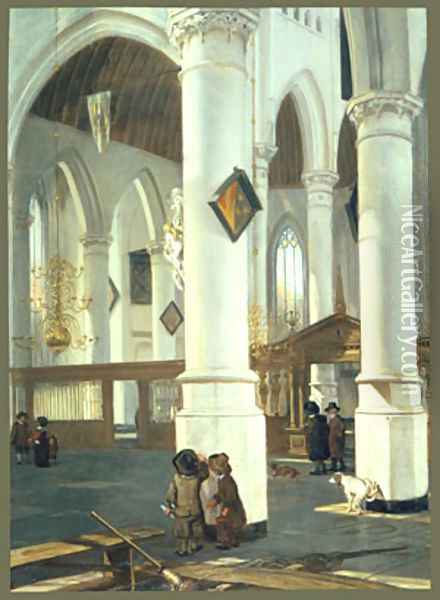 Interior of the Old Church in Delft 1650 Oil Painting - Emanuel de Witte