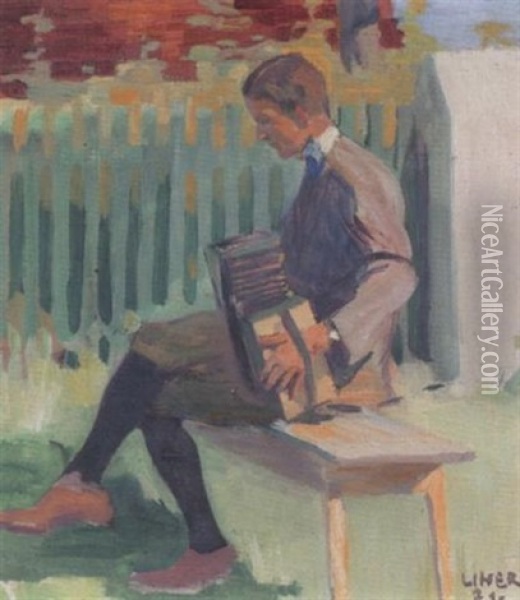 Junger Mann Mit Ziehharmonika Oil Painting - Carl August Liner