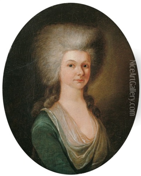 Bildnis Einer Dame In Grunem Kleid Und Fichu Oil Painting - Johann Jakob Christian Verflassen