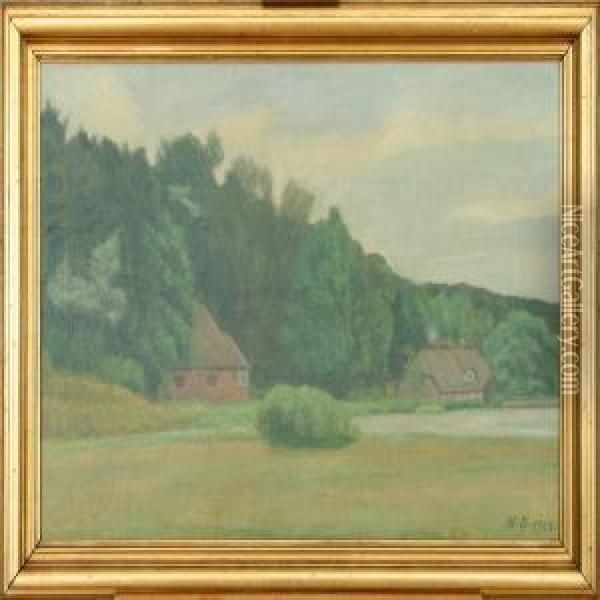 Signed N. B. 1923 Oil Painting - Niels Bjerre