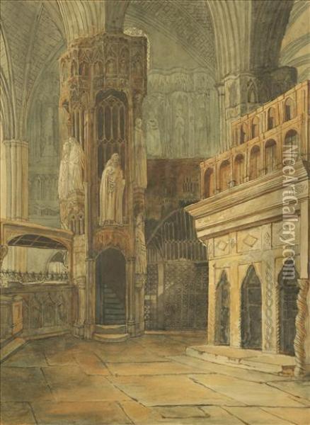 Interiorof A French Cathedral Oil Painting - Samuel Prout