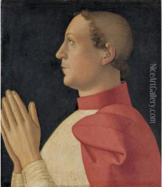Profile Portrait Of Cardinal Philippe De Levis Oil Painting - Antoniazzo Romano