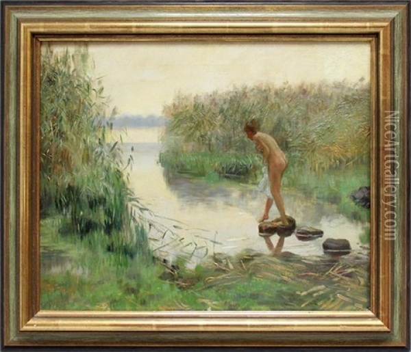 Weiblicher Akt Am Schilfufer Oil Painting - Wilhelm Pape