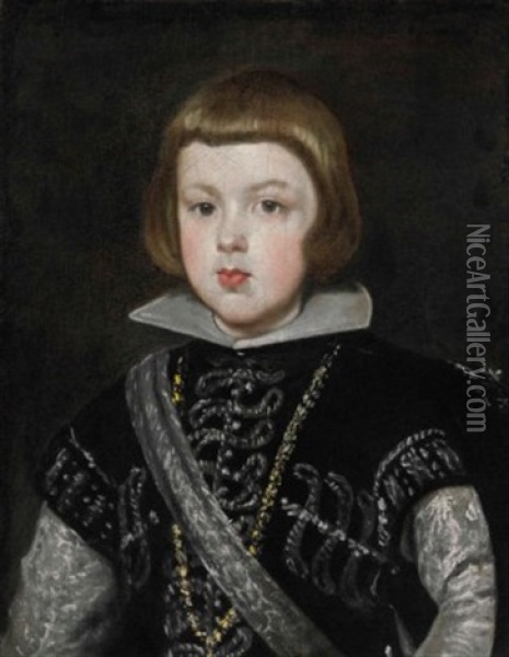 Portrait Of The Infante Baltasar Carlos (1629-1646), Son Of King Philip Iv Of Spain And His Wife Isabella Of Bourbon, Bust-length Oil Painting - Diego Velazquez